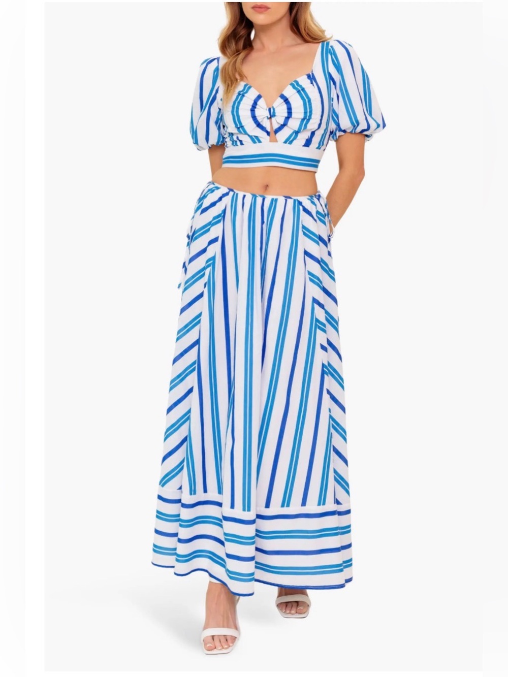 Flying tomato Stripe Crop Top & Maxi Skirt Set